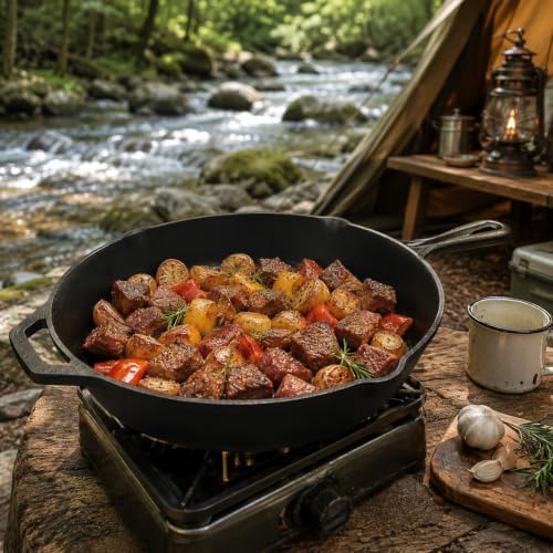 15" Pre-Seasoned Cast Iron Skillet with Dual Handles for Stovetop Campfire - Image 6