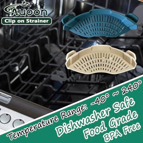 AUOON Pasta Strainer Clip on Silicone, Standard 8.86 x 3.55 in, Fog Blue - Image 2
