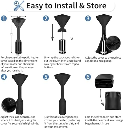 OutdoorLines Waterproof Patio Heater Covers with Zipper and Storage Bag, - Image 6