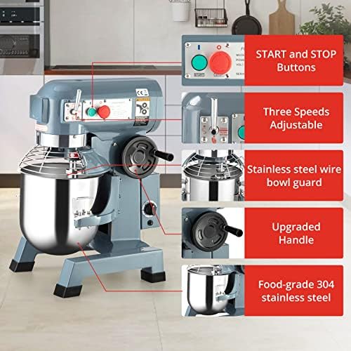 Towallmark Commercial Food Mixer 30Qt with Timing Function, 1250W 3 Speeds Adjustable, Stainless Steel Bowl Stand Mixer With Safety Guard, Premium for Schools Bakeries Restaurants Pizzerias - Image 2
