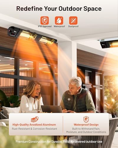 DR. INFRARED HEATER DR-239 3000W Indoor & Outdoor Infrared Patio Heater, Wall or Ceiling Mount, IP55 Weatherproof, Commercial or Residential, 220V-240V Electric Heater with Remote & Mounting Kit - Image 7