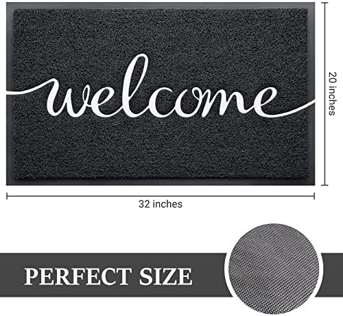 Door Mat, Welcome Mat Low Profile Floor Mat Front Doormat Indoor and Outdoor Doormat Non Slip Rugs for Entryway, Patio, High Traffic Areas (32"x20", Black-Welcome) - Image 3