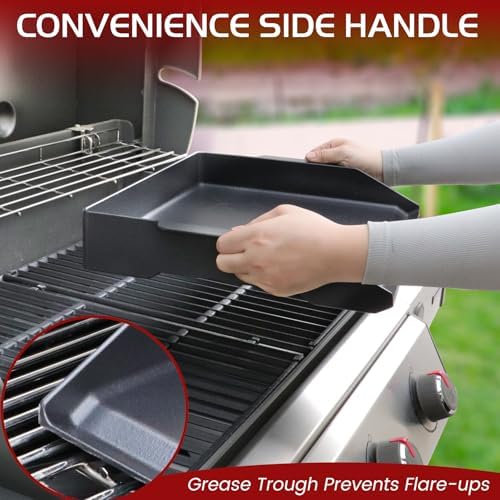 Cast Iron Griddle for Gas Grill Stove Top Plate Universal Flat Griddle Insert Stovetop Skillet Charcoal Electric Range Oven Large Cooking Pan Replacement Outdoor Camp Camping Part 23" x 16" - Image 3