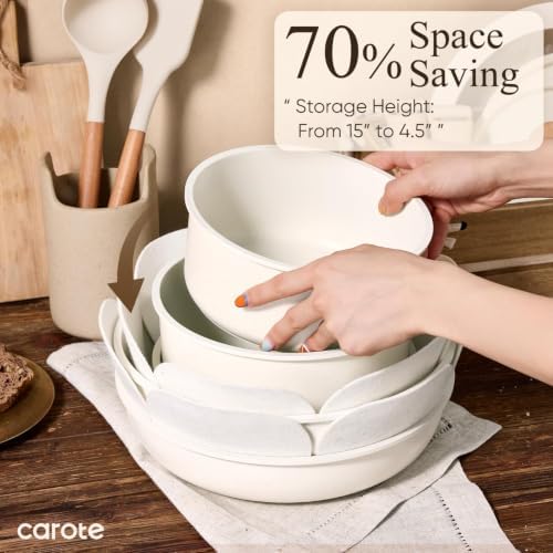 CAROTE Pots and Pans Set Non Stick, Detachable Handle Cookware, 21pcs,White - Image 4