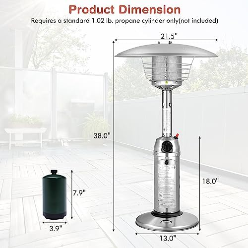 Giantex Outdoor Propane Patio Heater, 11,000 BTU Portable Tabletop Heater - Image 6