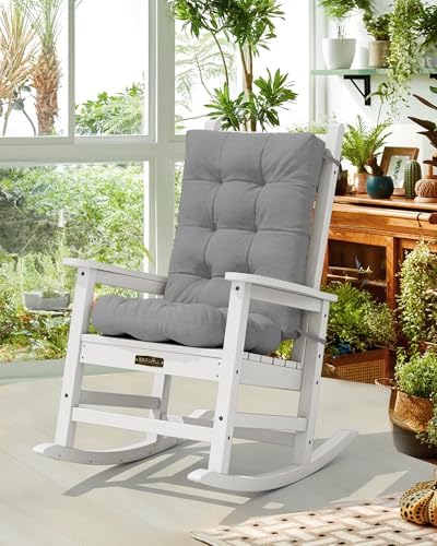 SERWALL HDPE Outdoor Rocking Cushion Set of 2, Dark Gray - Image 2