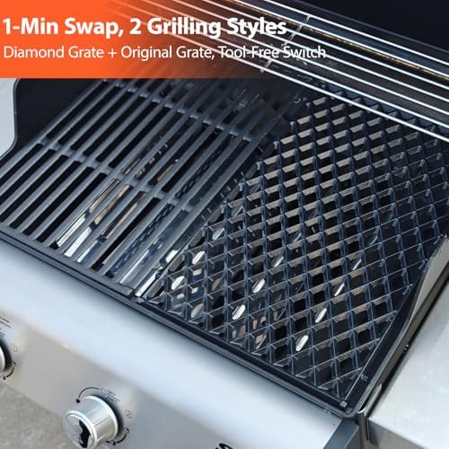 17.5" Dual Sided Diamond Sear Grill Grates for Weber Spirit 300/400 Series - Image 5
