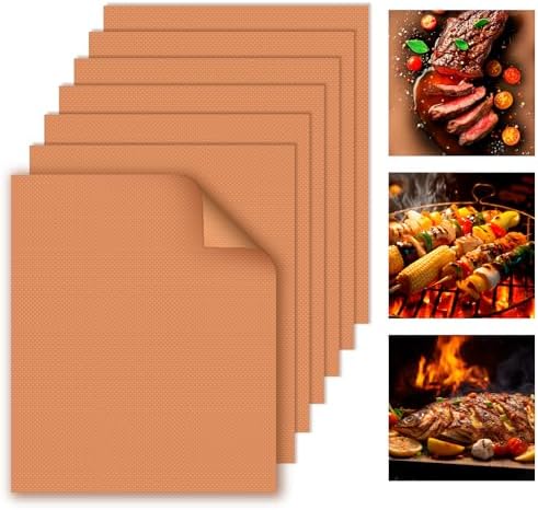 WIBIMEN Grill Mats for Outdoor Grill, Copper 7pcs Grill Mat by WIBIMEN