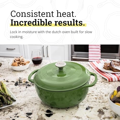 Lodge Essential Enamel Cast Iron Dutch Oven, 6 Quart, Spruce - Image 3