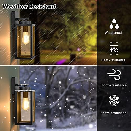 BesLowe Outdoor Wall Light Fixtures, Modern Black Exterior Wall Lanterns - Image 3