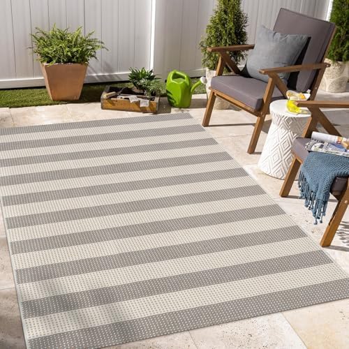 OJIA Outdoor Area Rugs 4'x6' Striped Patio Rug Washable Woven Camping Rug - Image 7