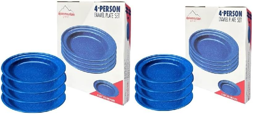 Enamelware for Camping and Backpacking - Cookware Gear Essentials for Camping and Backpacking (Made by Caddis Sports, Inc.) (10 Inch Plate (8 Pack)) by AlpineMountainGear