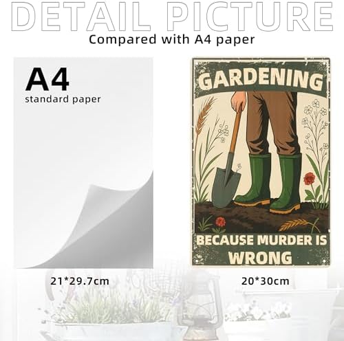 Gardening Because Murder Is Wrong Funny Metal Yard Sign - Image 3