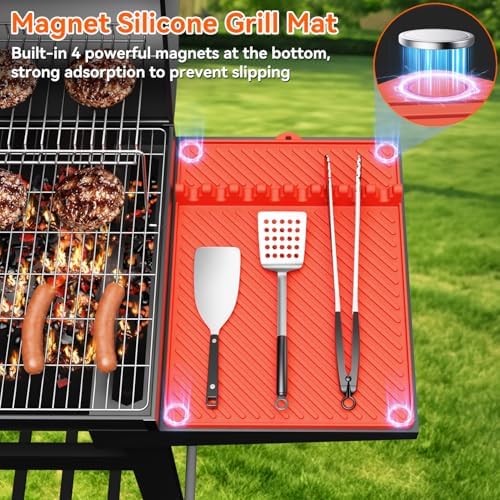 Silicone Griddle Mat for Blackstone - Magnetic Silicone Grill Tools Mat for Blackstone Accessories, Side Shelf Spatula Utensil Mats with Drip Pad for Outdoor BBQ Grill Kitchen Countertop (1-Pack) - Image 3