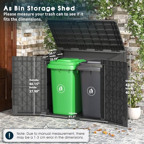 LHBcraft Outdoor Storage Cabinet 37 Cu Ft with Lockable Doors, Portable Horizontal Resin Storage Shed -Easy to Assemble, Waterproof Outdoor Storage Box for Backyards,Patios Black - Image 5