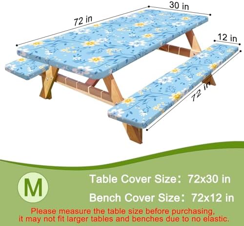 Picnic Table and Bench Cover Set, Waterproof Fitted Elastic Cloth - Image 2