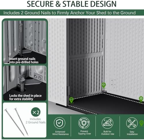 Outdoor Storage Shed Resin Waterproof Storage Cabinet for Patio Garden - Image 6