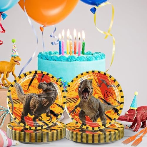 40pcs Dinosaur Birthday Party Decorations Plates and Napkins Dinosaur Party Supplies Favor Tableware Set for Boys Kids Baby Shower - Image 5