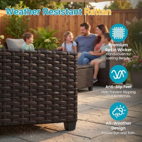 FansaFurn 4 Piece All Weather Wicker Patio Furniture Set for Porch Patio - Image 3
