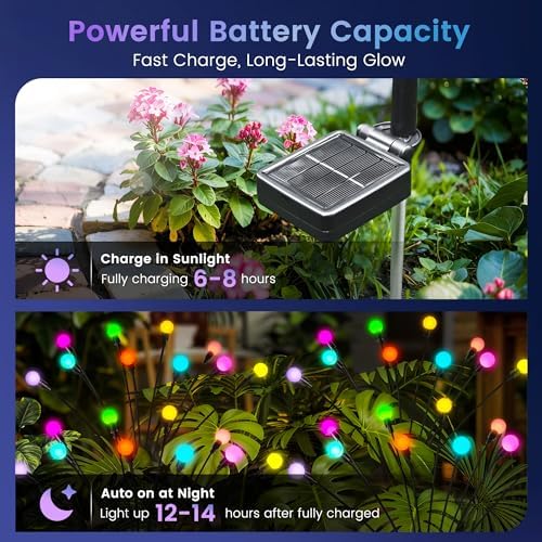 Solar Garden Lights, 4 Pack Color Changing Solar Christmas Decor - Image 2