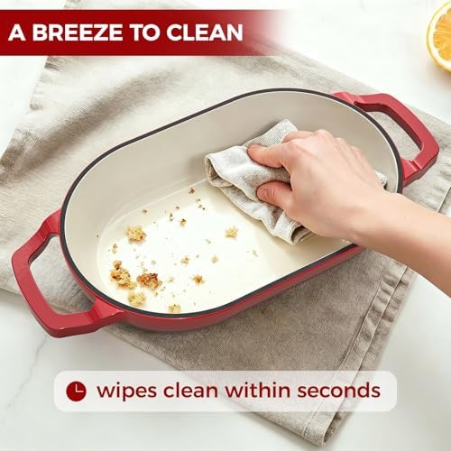 Wildone Enameled Cast Iron Dutch Oven Pot with Lid, Oval Bread Oven - Image 7