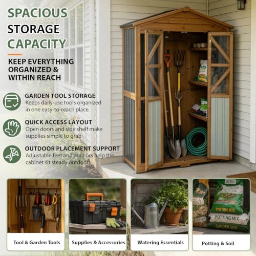 Gowoodhut Large Outdoor Storage Cabinet Tool Shed with 6 Adjustable Shelves - Image 4