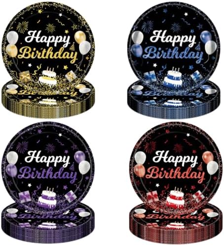40Pcs Colorful Party Decorations Red Yellow Blue Purple Plates Set for Birthday Party Baby Shower Supplies Serve 40 People by UkralMagic