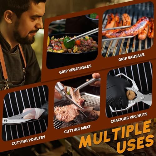 Huusk Kitchen Scissors and Cooking Tong, Kitchen Shears Set All Purpose - Image 2