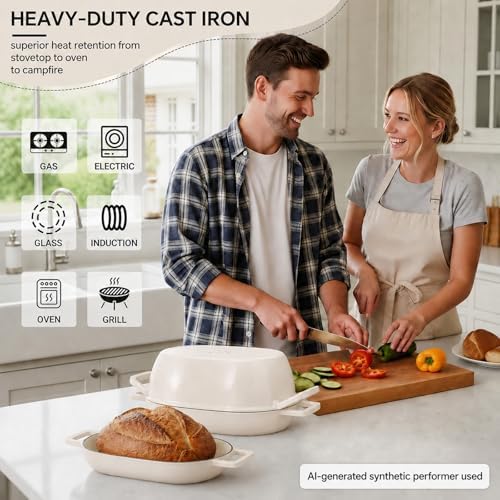 Enameled Cast Iron Oval Bread Oven White - Image 4
