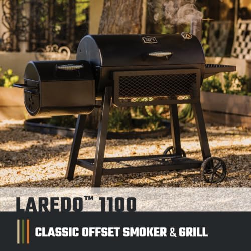 Oklahoma Joe’s Laredo Series 1100 Offset Charcoal Smoker and Grill with 1100 sq. in. Cooking Area in Black - Image 2