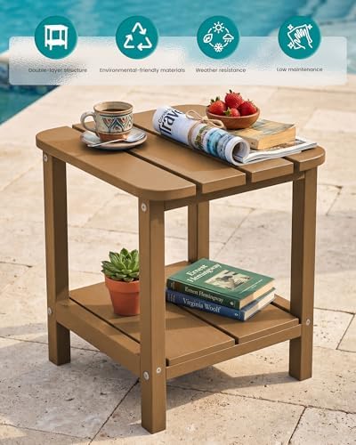 SERWALL Double Adirondack Side Table Rectangular End Table Set of 2, Brown - Image 6