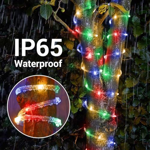 Solar Rope Lights, 2 Pack Total 66ft 200LED Solar String Lights, 8 Modes - Image 6