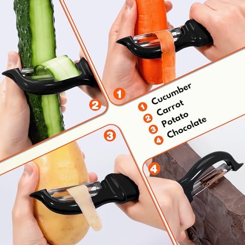 Swivel Vegetable Peeler Comfort Handle Sturdy Long-Lasting 2Pcs Black - Image 7