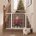 Mumeasy 29.7–48" Baby Gate for Stairs, Dog Gate for Doorways, Auto Close Child Gate, Indoor Safety Pet Gate with Walk Thru Door, Easy Install Pressure Mounted Extra Wide Gate for Kitchen, House,White by Mumeasy-FocusonBabyPetSafetyGate