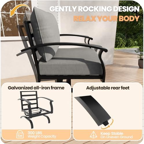 Gotland Metal Outdoor Patio Furniture Set with Coffee Table, 4 Piece Patio Conversation Set with Washable Cushion Covers, Metal Frame Sectional Sofa Furniture Set for Porch, Balcony, Deck, Yard - Image 3