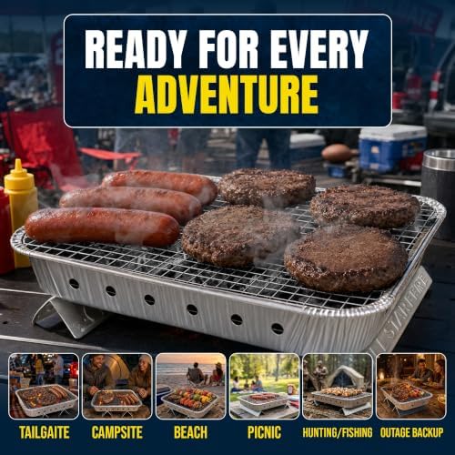 Pull Start Fire Grill, Natural Hardwood Charcoal, Portable 3hr Burn, 2 Pack - Image 7