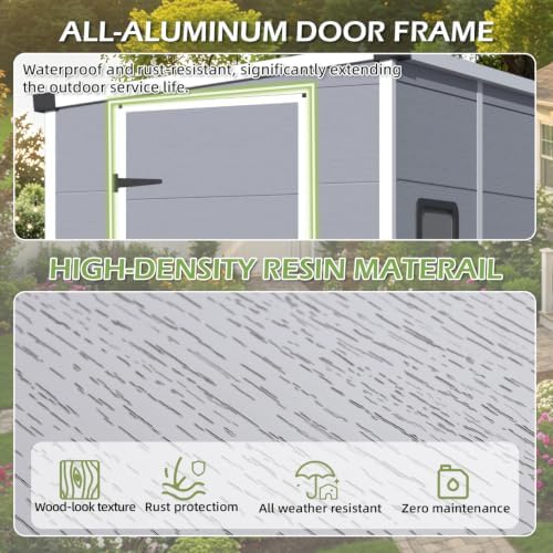 5 x 4 FT Plastic Outdoor Storage Shed with Floor, Resin Garden Shed - Image 6