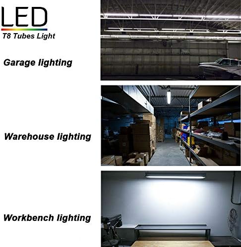 (10-Pack) 8ft LED Shop Light Fixture,V Shape 100W 18500LM 5000K (Daylight White),8 Foot, 96'' T8 Integrated LED Tube, Linkable Led Bulbs for Garage, Warehouse, Plug and Play, Clear Lens - Image 3