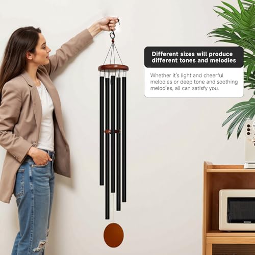 Bursvik 60" Aluminum Wind Chimes for Outside (Black), 5 Heavy Duty Tubes - Image 7