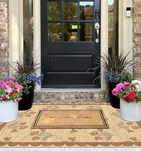 3x5 Floral Entry Rug - Small Washable Indoor Outdoor Mats for Front Door Non-Slip Jute-Look Porch Rug Boho Tan Scalloped Throw Rugs for Living Room Bedroom Entryway Kitchen Office Porch Decor - Image 6