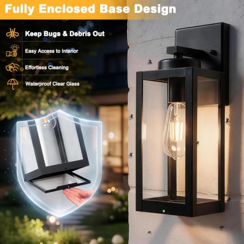 13" Outdoor Wall Light Fixtures with Enclosed Bottom, Modern Outdoor Sconce - Image 2