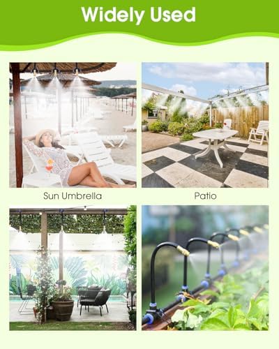 Misters for Outside Patio 32.8Ft (10M) Outdoor Water Misting Cooling System Backyard Mist Kit with 360 ° Adjustable Brass Mist Nozzles & Brass Adapter(3/4'') for Garden,Greenhouse,Fan,Pool,Porch - Image 3