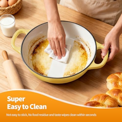 6QT Enameled Cast Iron Yellow Dutch Oven For Sourdough Bread Baking - Image 7