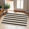 Black and White Striped Outdoor Rug - 2x3 Non-Slip Front Door Mat by Othilic