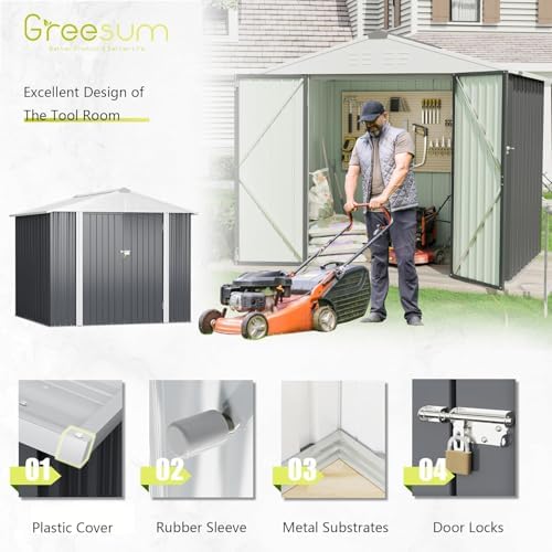 Greesum 8x6FT Outdoor Storage Shed, Gray - Image 5