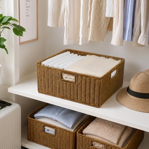 Jumbo Wicker Basket, Rectangular Wicker Basket for Storage, 16.5 x 13 x 7.5 - Image 2
