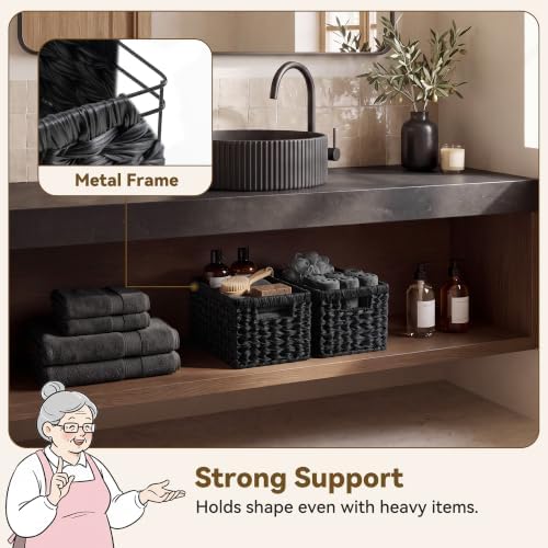 GRANNY SAYS Black Wicker Basket, Decorative Woven Basket for Storage, 2Pack - Image 2