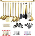 Gold Cooking Utensils Set, Kyraton Stainless Steel 37 Pieces Kitchen Utensils Set with Titanium Gold Plating, Kitchen Gadgets Tool Set with Utensils Racks Heat Resistant Dishwasher Safe by Kyraton