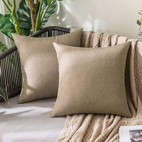 MIULEE Decorative Outdoor Pillow Covers Euro Waterproof 26x26 Khaki by MIULEE