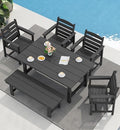 SERWALL Outdoor Dining Set, Patio Dining Set with Bench, Black by SERWALL